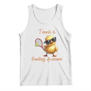 Funny Cute Duck Playing Tennis Tank Top Ducking Awesome TS12 White Print Your Wear