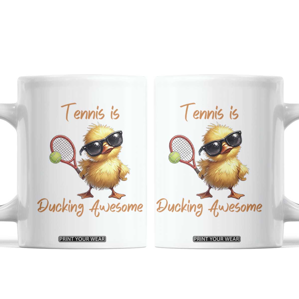 Funny Cute Duck Playing Tennis Coffee Mug Ducking Awesome TS12 White Print Your Wear