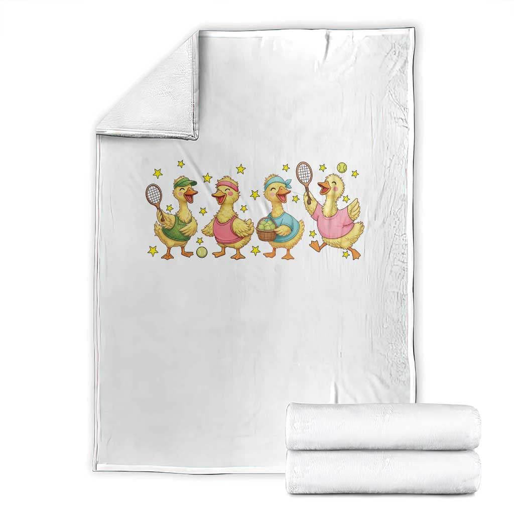 Funny Duck Playing Tennis Throw Blanket Farm Animal Lover TS12 White Print Your Wear