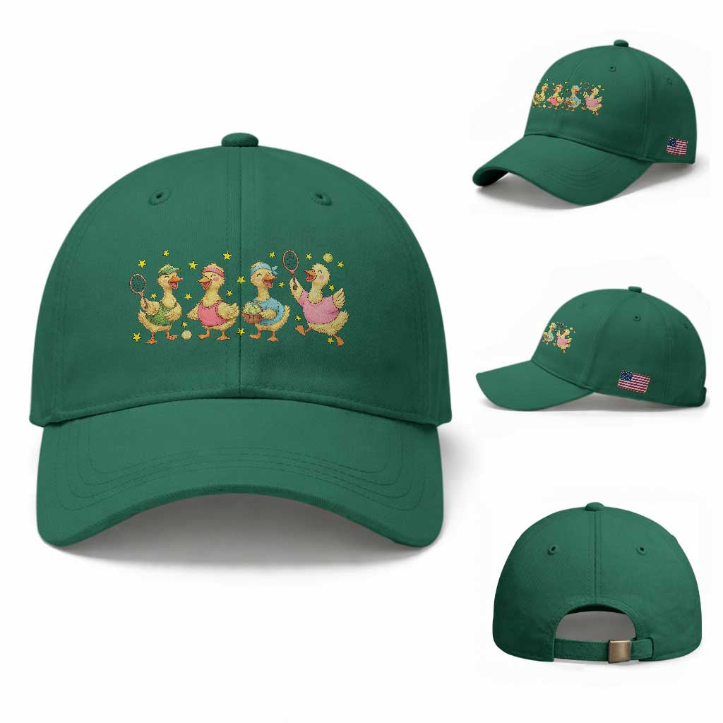 Funny Duck Playing Tennis Baseball Cap Farm Animal Lover TS12 Baseball Cap Universal Fit Irish Green Print Your Wear