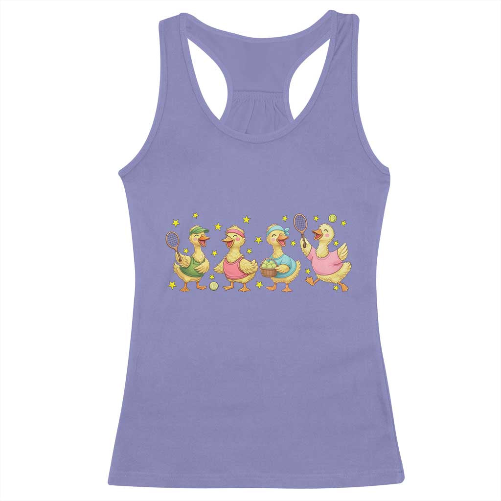 Funny Duck Playing Tennis Racerback Tank Top Farm Animal Lover TS12 Violet Print Your Wear