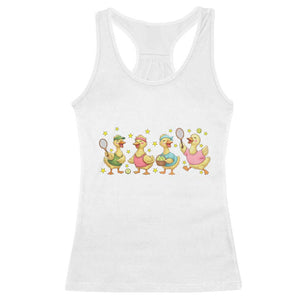 Funny Duck Playing Tennis Racerback Tank Top Farm Animal Lover TS12 White Print Your Wear
