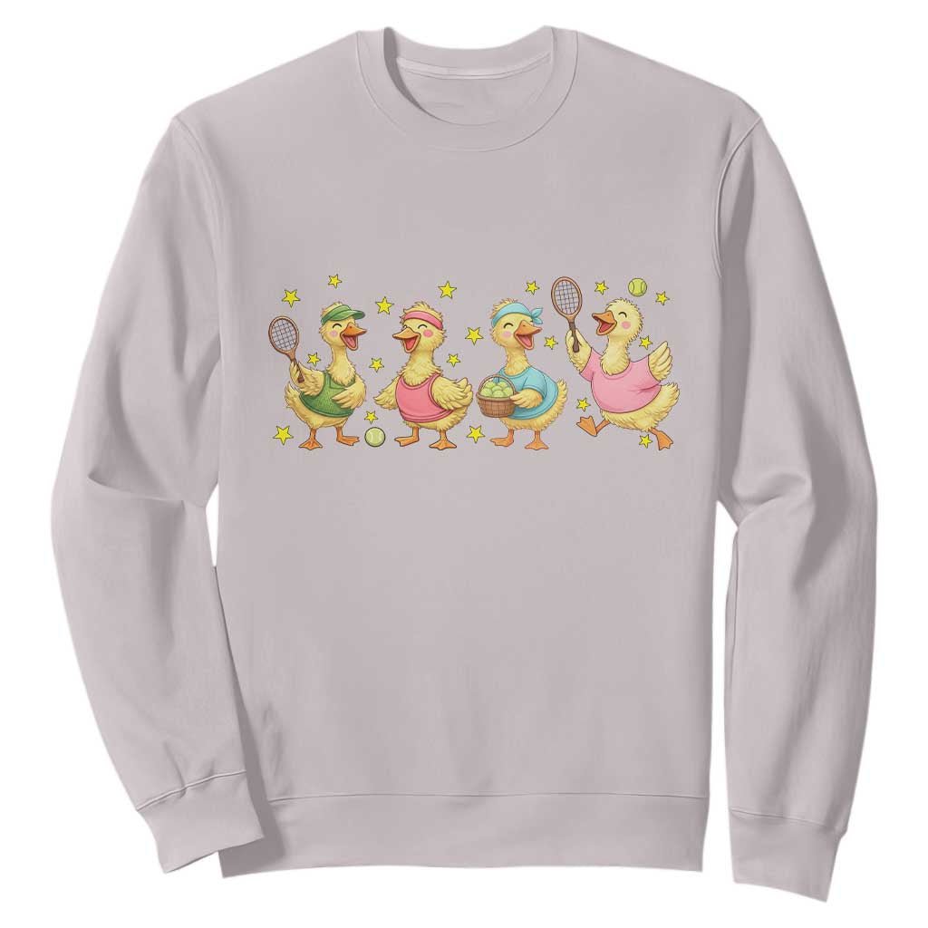 Funny Duck Playing Tennis Sweatshirt Farm Animal Lover TS12 Ice Gray Print Your Wear