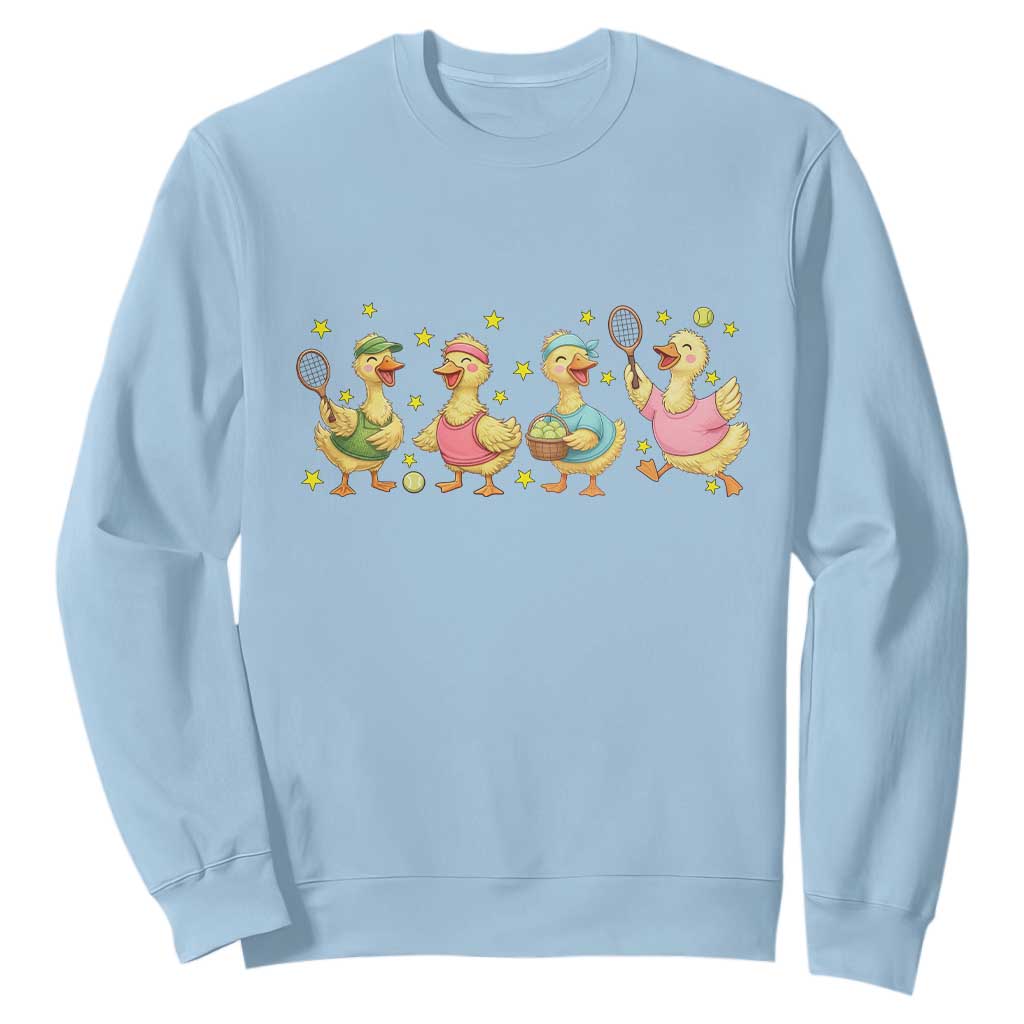 Funny Duck Playing Tennis Sweatshirt Farm Animal Lover TS12 Light Blue Print Your Wear