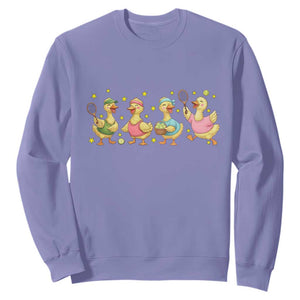 Funny Duck Playing Tennis Sweatshirt Farm Animal Lover TS12 Violet Print Your Wear