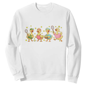 Funny Duck Playing Tennis Sweatshirt Farm Animal Lover TS12 White Print Your Wear