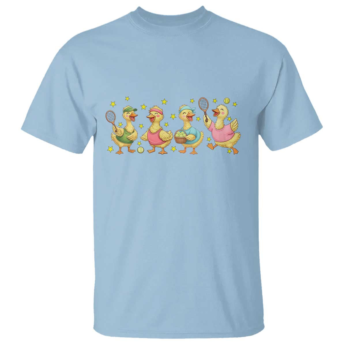 Funny Duck Playing Tennis T Shirt Farm Animal Lover TS12 Light Blue Print Your Wear