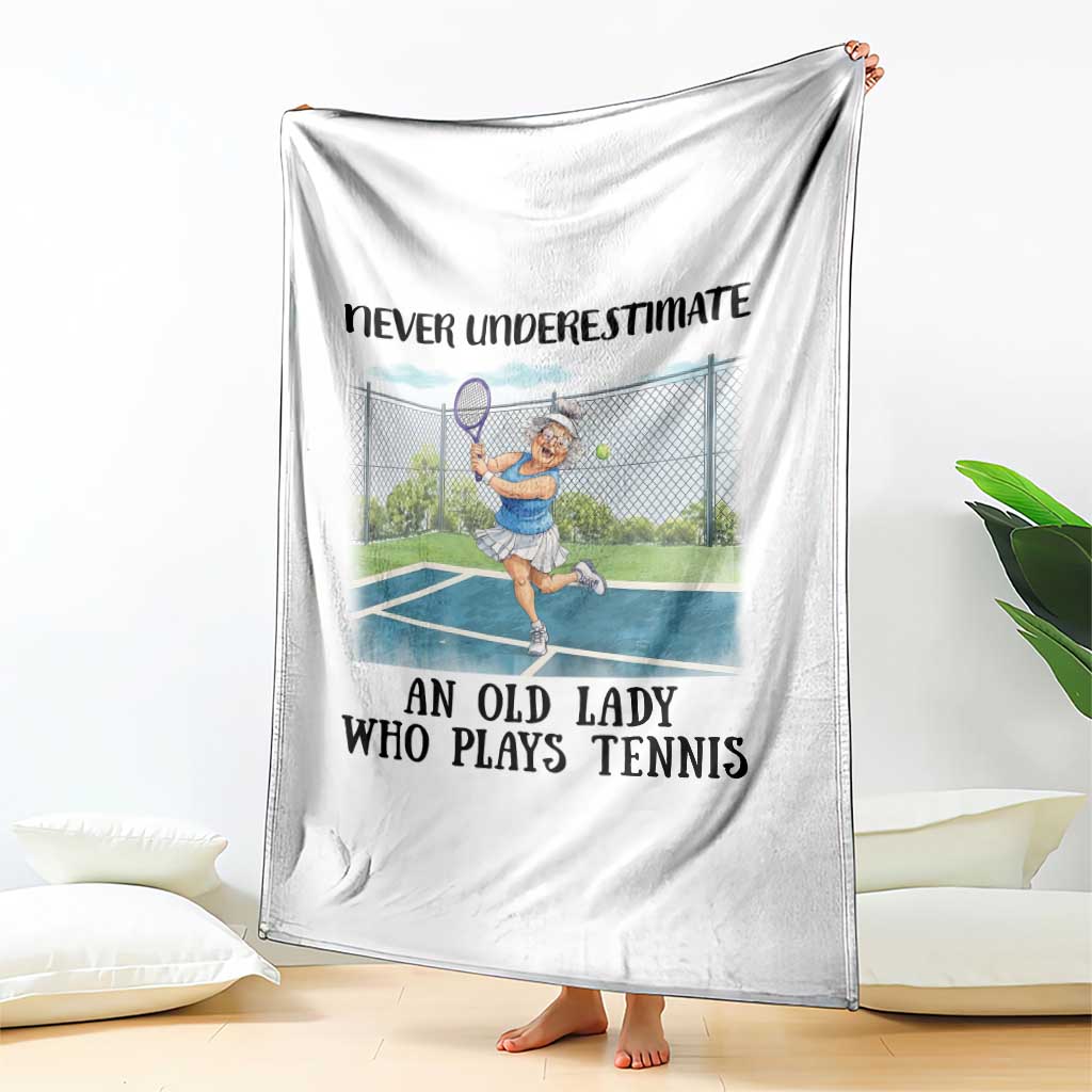 Funny Grandma Tennis Player Gift Throw Blanket Never Underestimate An Old Lady TS12 Print Your Wear