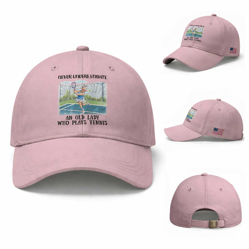 Funny Grandma Tennis Player Gift Baseball Cap Never Underestimate An Old Lady TS12 Baseball Cap Universal Fit Light Pink Print Your Wear