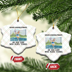 Funny Grandma Tennis Player Gift Ceramic Ornament Never Underestimate An Old Lady TS12 Print Your Wear