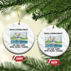 Funny Grandma Tennis Player Gift Ceramic Ornament Never Underestimate An Old Lady TS12 1pc White Marble Print Your Wear