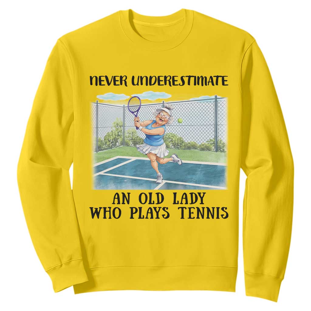 Funny Grandma Tennis Player Gift Sweatshirt Never Underestimate An Old Lady TS12 Daisy Print Your Wear