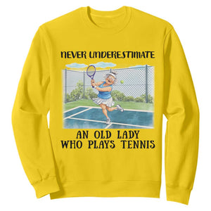 Funny Grandma Tennis Player Gift Sweatshirt Never Underestimate An Old Lady TS12 Daisy Print Your Wear