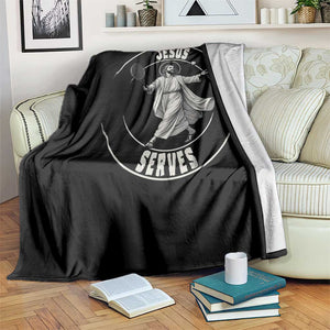 Christian Tennis Funny Gift For Believers Throw Blanket Jesus Serves TS12 Print Your Wear