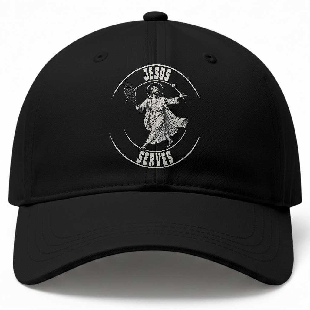 Christian Tennis Funny Gift For Believers Baseball Cap Jesus Serves TS12 Print Your Wear