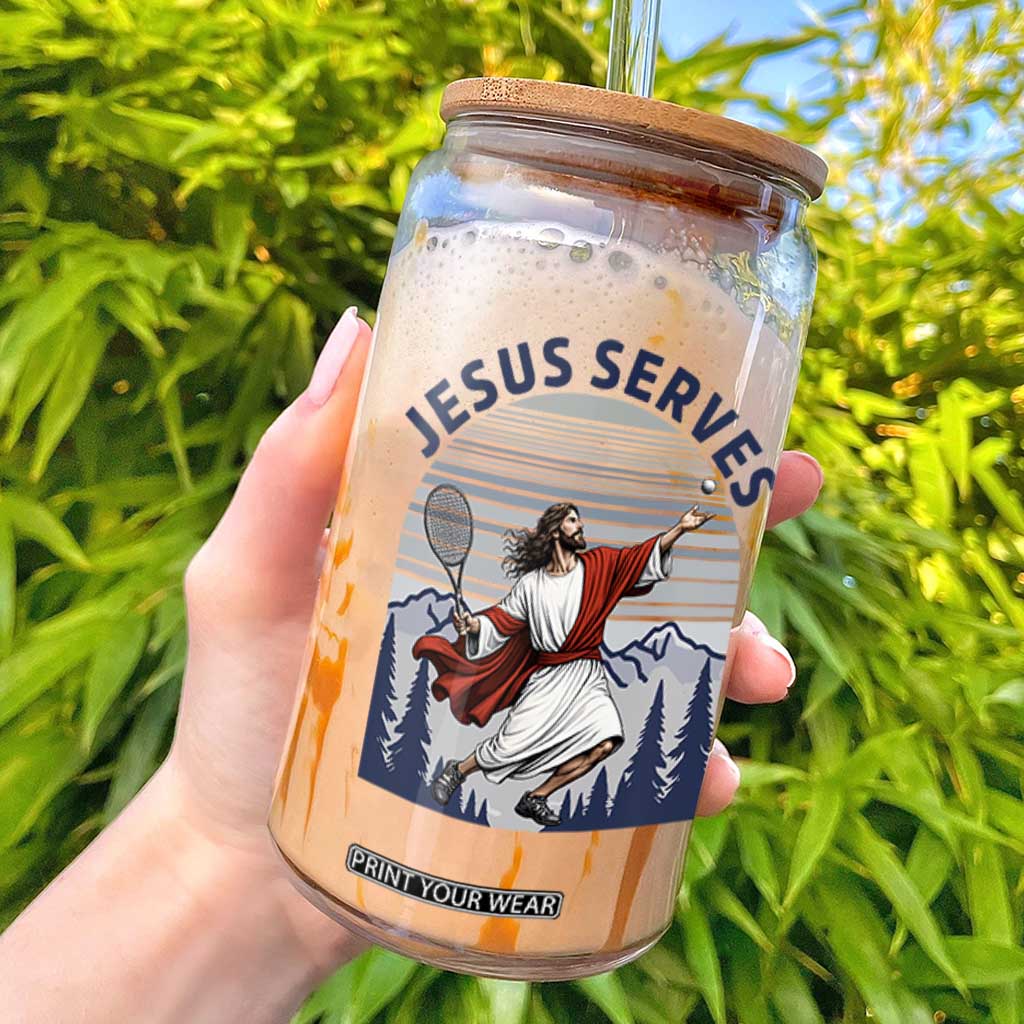 Christian Tennis Lover Gift Glass Can Funny Christian Gift TS12 White Print Your Wear