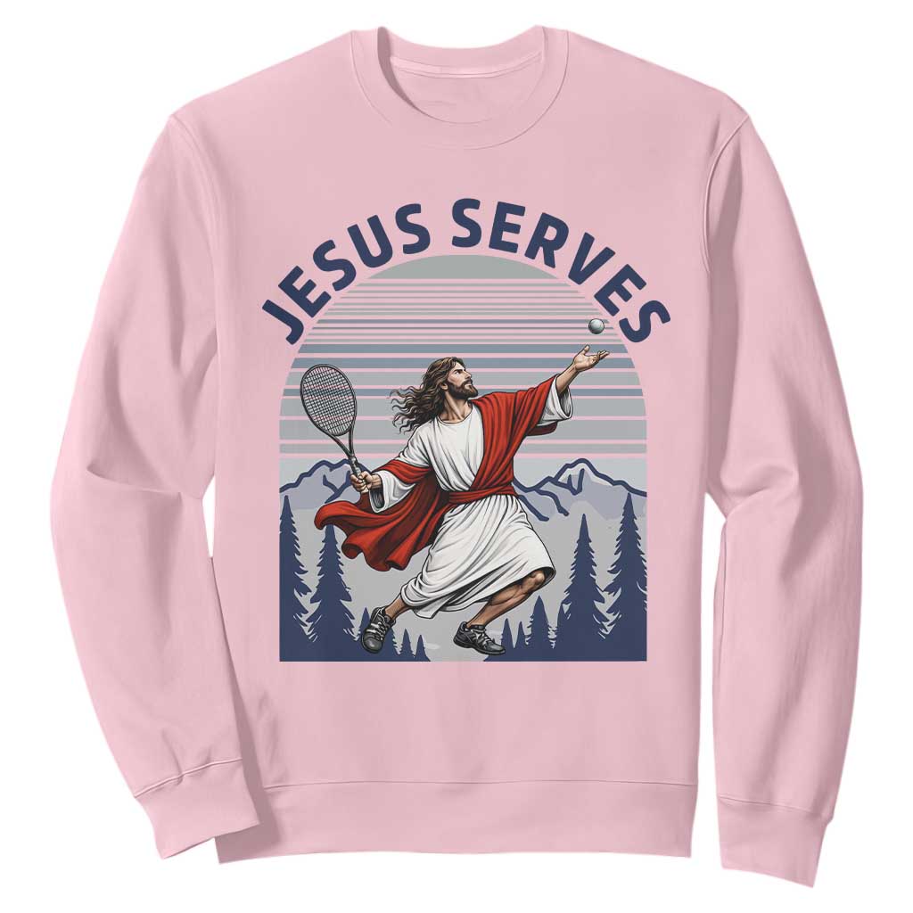 Christian Tennis Lover Gift Sweatshirt Funny Christian Gift TS12 Light Pink Print Your Wear