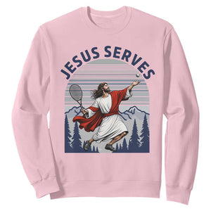 Christian Tennis Lover Gift Sweatshirt Funny Christian Gift TS12 Light Pink Print Your Wear
