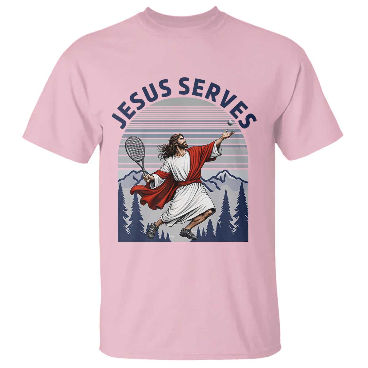 Christian Tennis Lover Gift T Shirt Funny Christian Gift TS12 Light Pink Print Your Wear