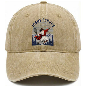 Christian Tennis Lover Gift Washed Cotton Baseball Cap Funny Christian Gift TS12 Print Your Wear