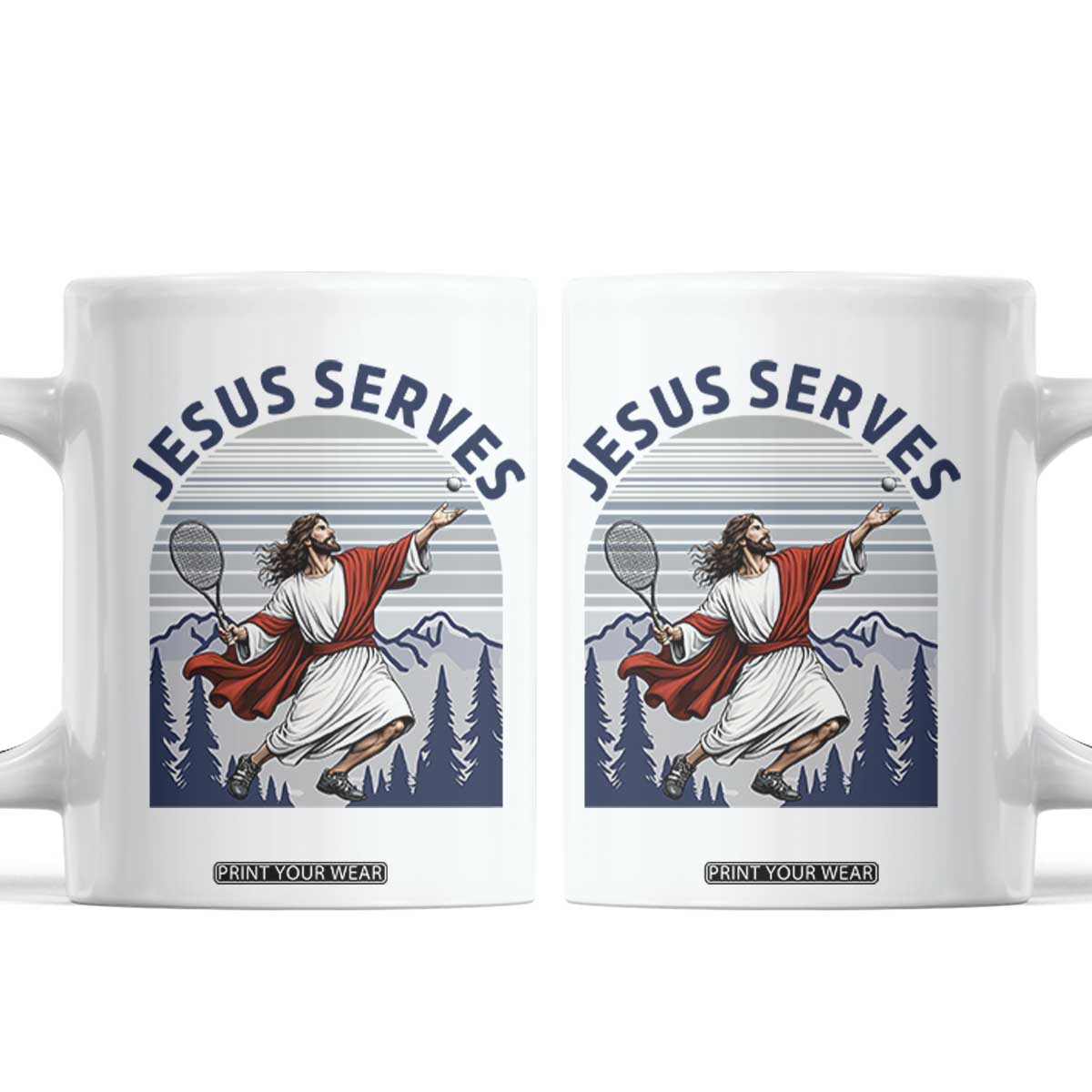 Christian Tennis Lover Gift Coffee Mug Funny Christian Gift TS12 White Print Your Wear