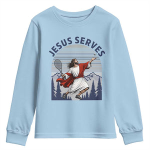 Christian Tennis Lover Gift Youth Sweatshirt Funny Christian Gift TS12 Light Blue Print Your Wear