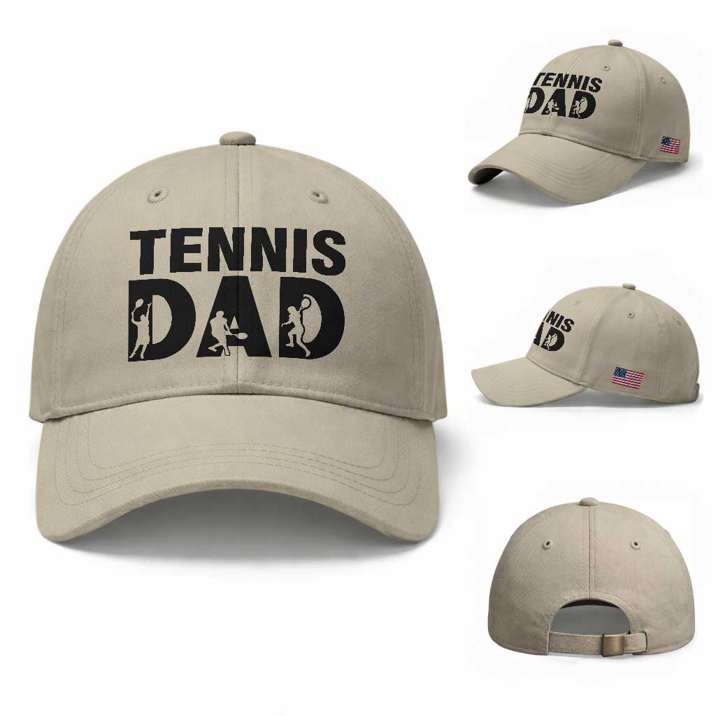 Funny Tennis Dad Life Baseball Cap Sport Lover Gift TS12 Baseball Cap Universal Fit Beige Print Your Wear