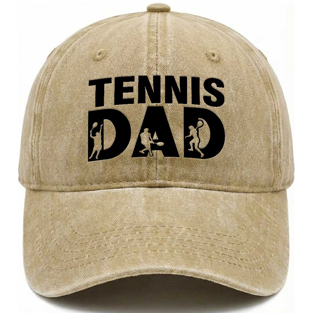 Funny Tennis Dad Life Washed Cotton Baseball Cap Sport Lover Gift TS12 Print Your Wear