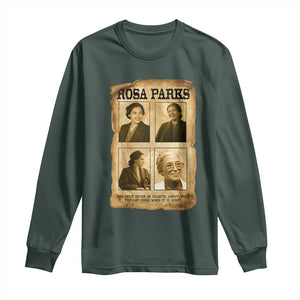 Vintage Rosa Parks Long Sleeve Shirt Courage And Justice Quote TS12 Dark Forest Green Print Your Wear