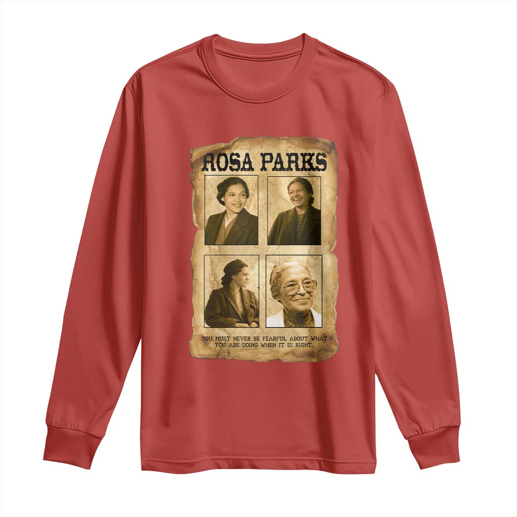 Vintage Rosa Parks Long Sleeve Shirt Courage And Justice Quote TS12 Red Print Your Wear
