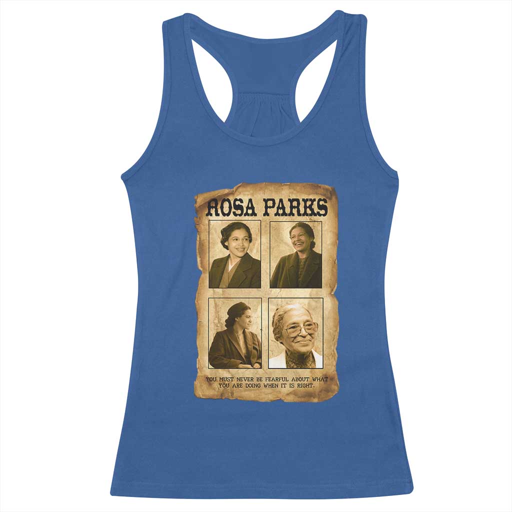 Vintage Rosa Parks Racerback Tank Top Courage And Justice Quote TS12 Royal Blue Print Your Wear