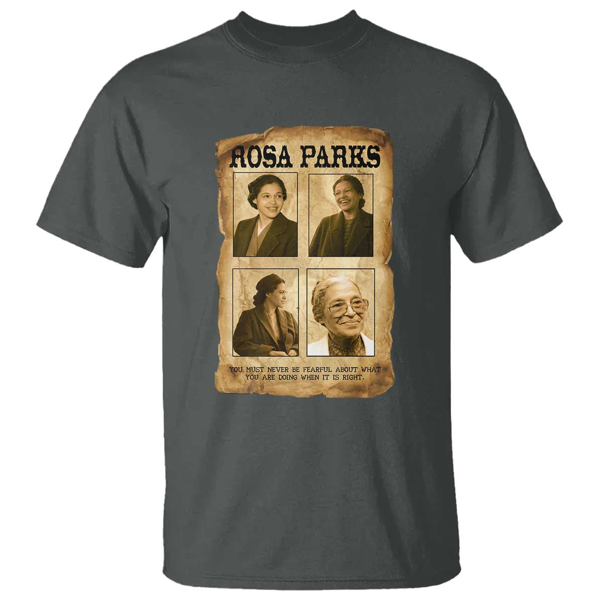 Vintage Rosa Parks T Shirt Courage And Justice Quote TS12 Dark Heather Print Your Wear