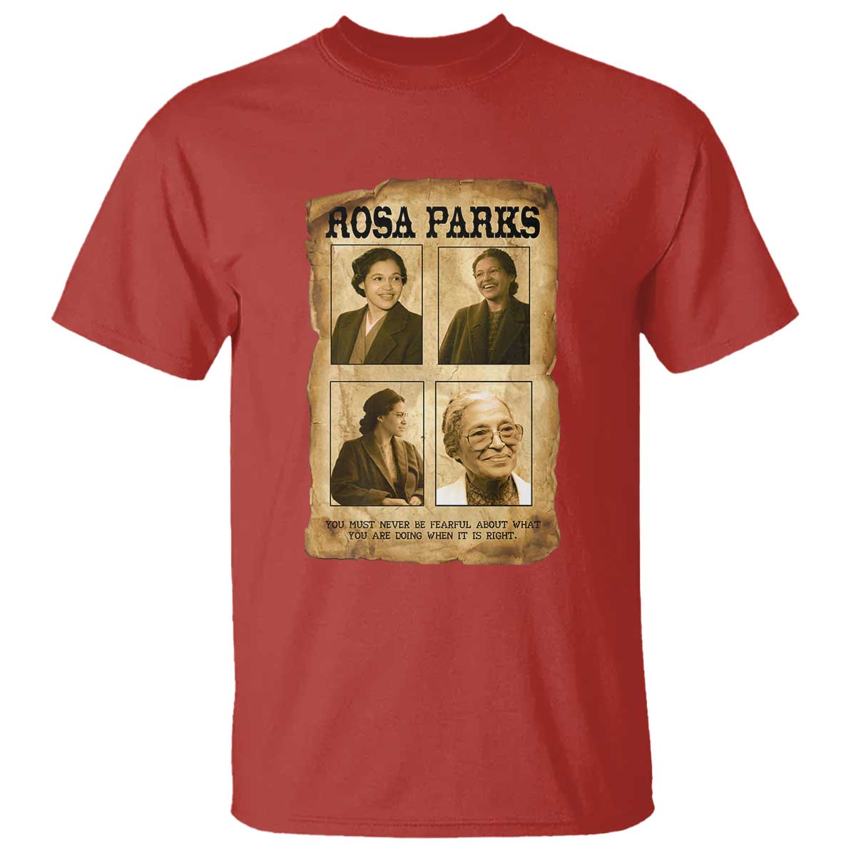 Vintage Rosa Parks T Shirt Courage And Justice Quote TS12 Red Print Your Wear