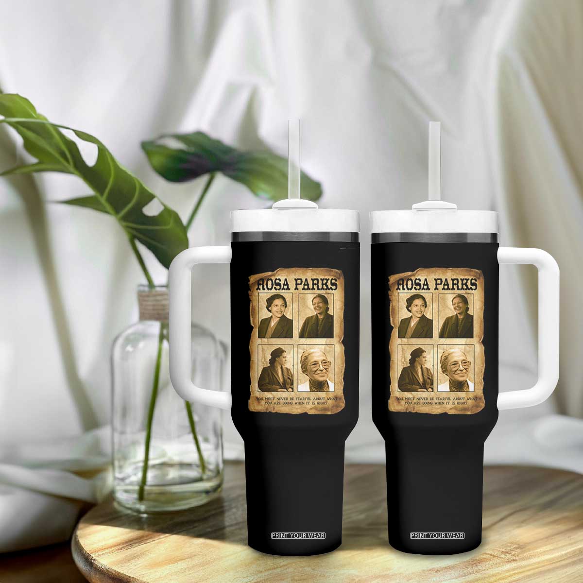 Vintage Rosa Parks Tumbler With Handle Courage And Justice Quote TS12 Print Your Wear