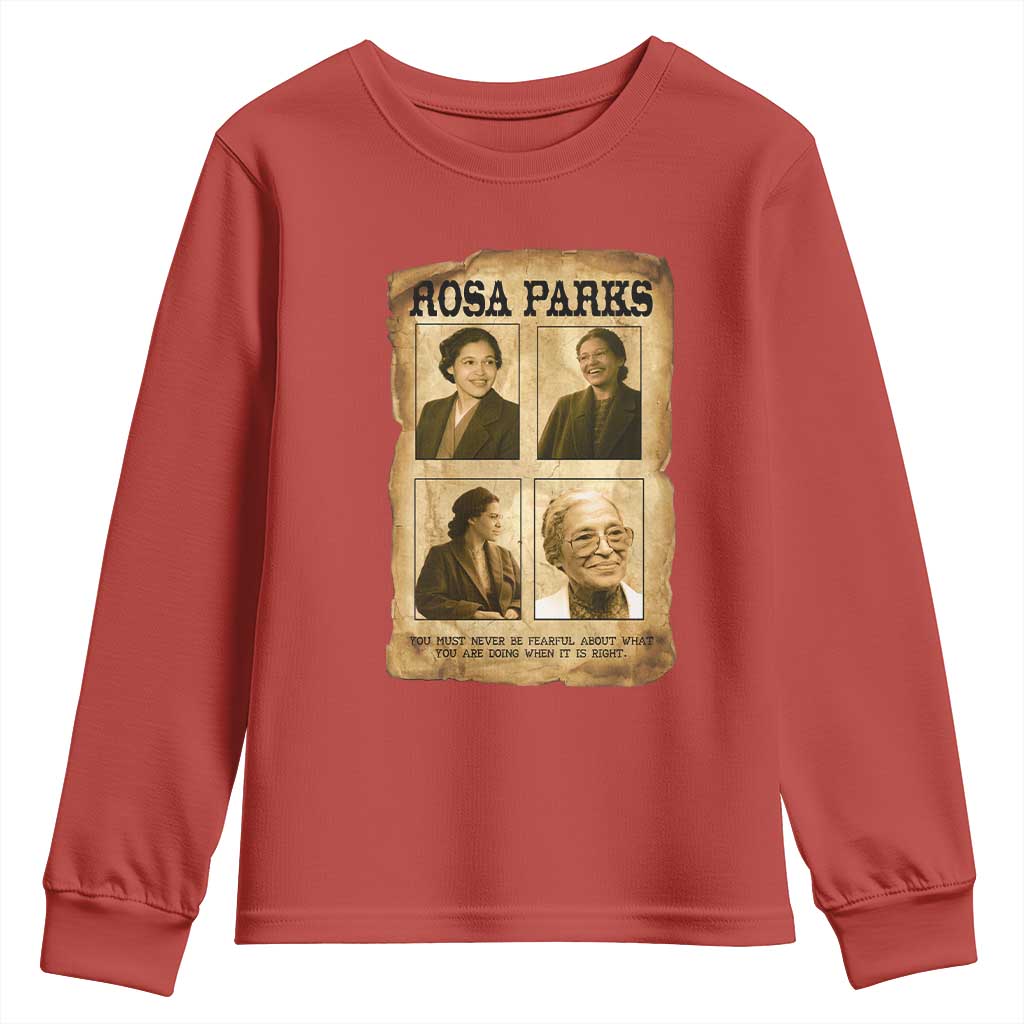 Vintage Rosa Parks Youth Sweatshirt Courage And Justice Quote TS12 Red Print Your Wear