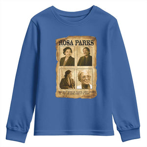 Vintage Rosa Parks Youth Sweatshirt Courage And Justice Quote TS12 Royal Blue Print Your Wear