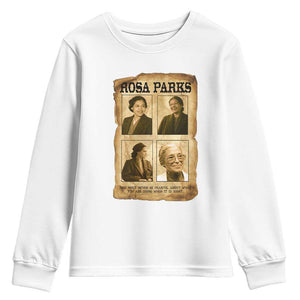 Vintage Rosa Parks Youth Sweatshirt Courage And Justice Quote TS12 White Print Your Wear