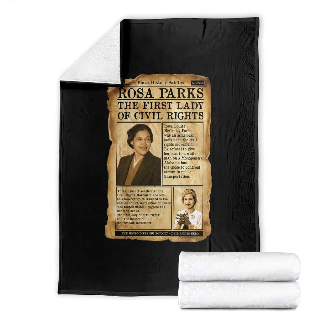 Vintage Newspaper Rosa Parks Throw Blanket Civil Rights Hero TS12 Black Print Your Wear