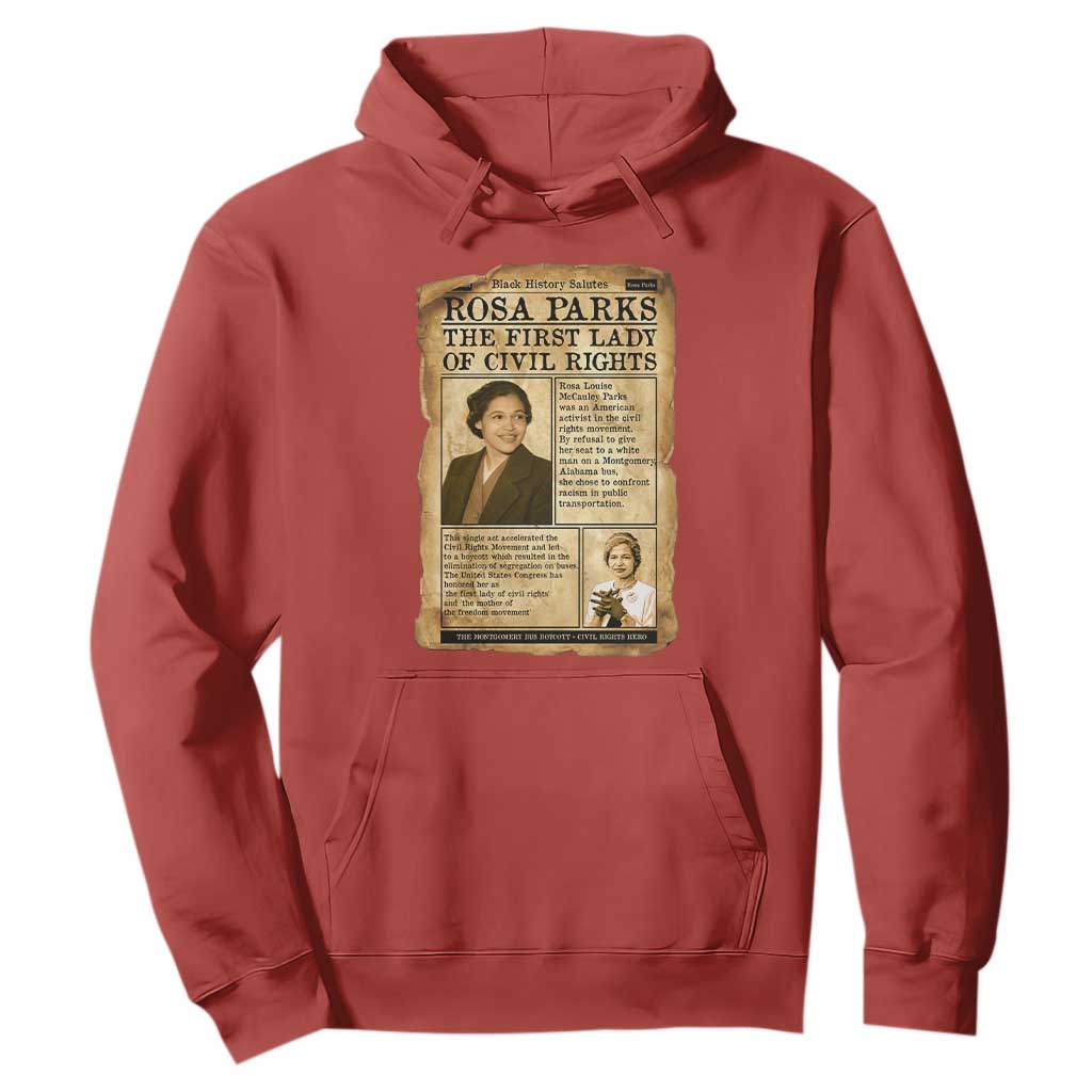 Vintage Newspaper Rosa Parks Hoodie Civil Rights Hero TS12 Red Print Your Wear