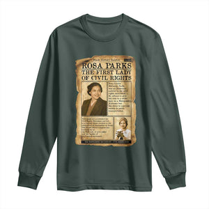 Vintage Newspaper Rosa Parks Long Sleeve Shirt Civil Rights Hero TS12 Dark Forest Green Print Your Wear
