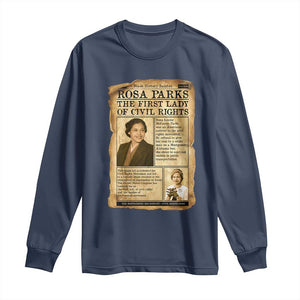 Vintage Newspaper Rosa Parks Long Sleeve Shirt Civil Rights Hero TS12 Navy Print Your Wear