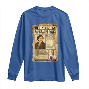 Vintage Newspaper Rosa Parks Long Sleeve Shirt Civil Rights Hero TS12 Royal Blue Print Your Wear