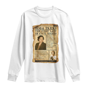 Vintage Newspaper Rosa Parks Long Sleeve Shirt Civil Rights Hero TS12 White Print Your Wear