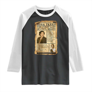 Vintage Newspaper Rosa Parks Raglan Shirt Civil Rights Hero TS12 Black White Print Your Wear