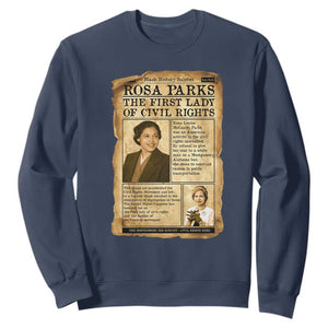 Vintage Newspaper Rosa Parks Sweatshirt Civil Rights Hero TS12 Navy Print Your Wear
