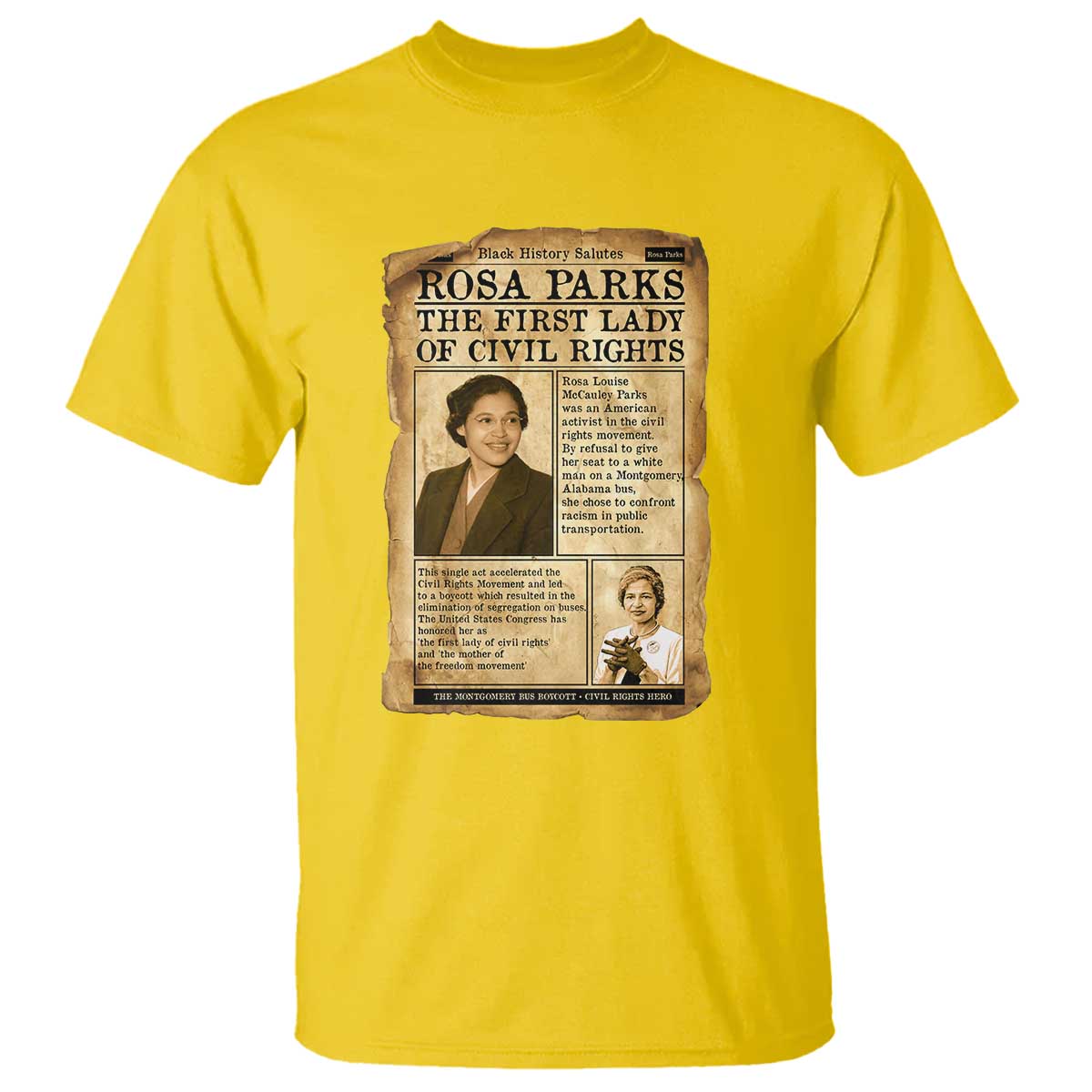 Vintage Newspaper Rosa Parks T Shirt Civil Rights Hero TS12 Daisy Print Your Wear