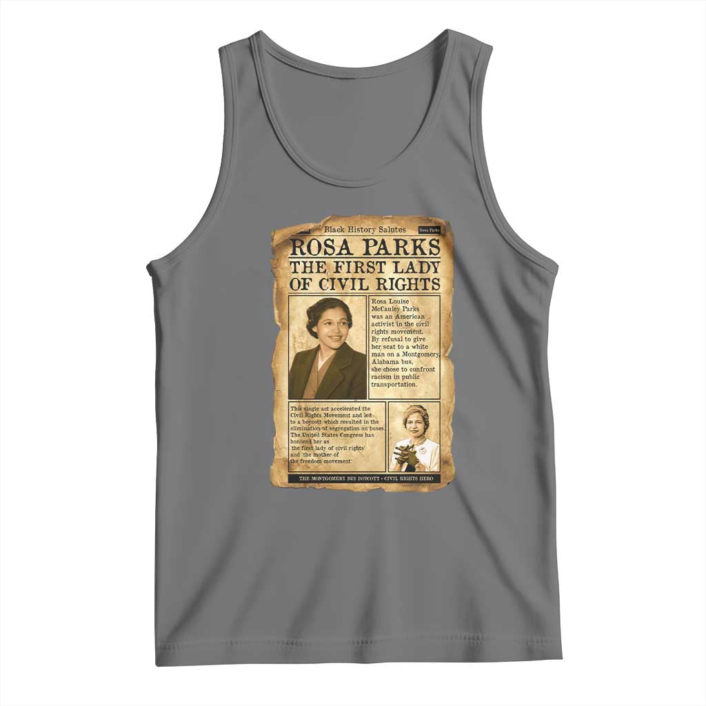 Vintage Newspaper Rosa Parks Tank Top Civil Rights Hero TS12 Black Heather Print Your Wear