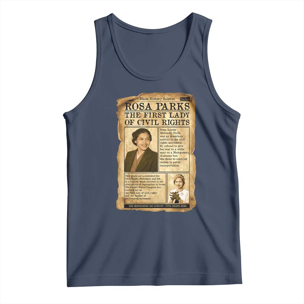 Vintage Newspaper Rosa Parks Tank Top Civil Rights Hero TS12 Navy Print Your Wear