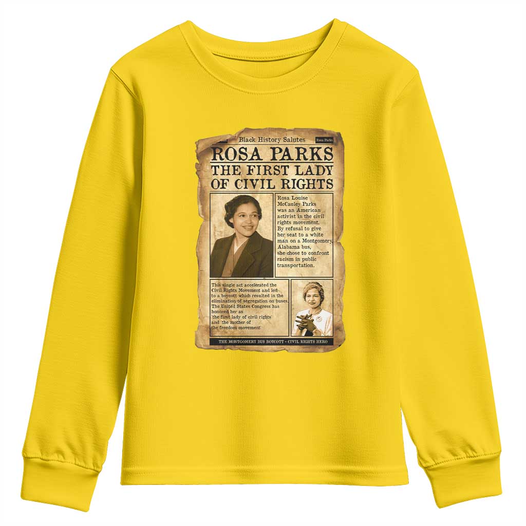 Vintage Newspaper Rosa Parks Youth Sweatshirt Civil Rights Hero TS12 Daisy Print Your Wear