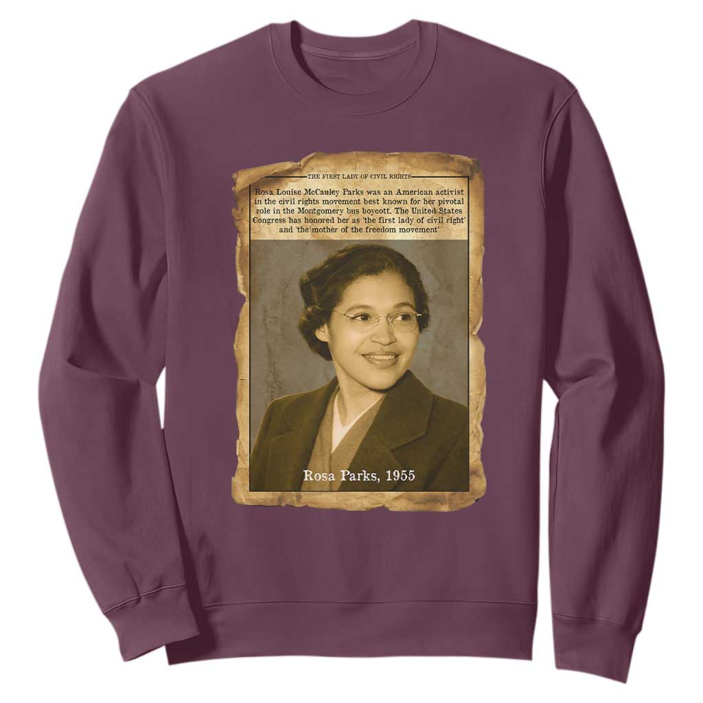 Vintage Rosa Parks Sweatshirt First Lady Of Civil Rights TS12 Maroon Print Your Wear